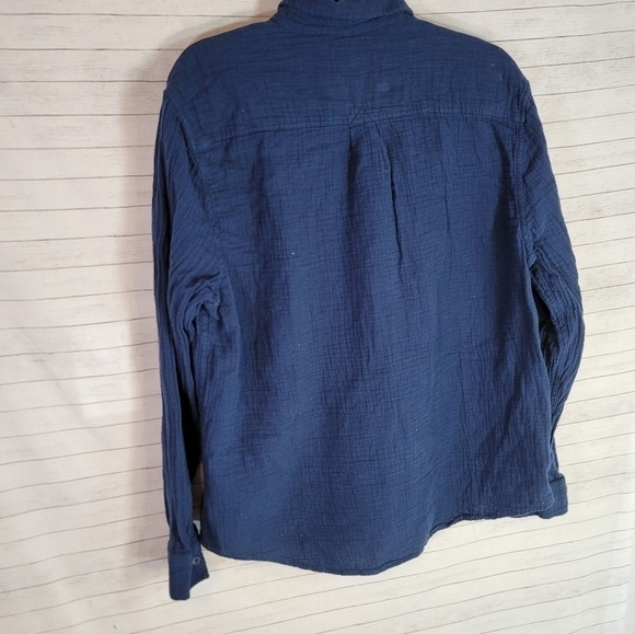 LUCKY BRAND DARK BLUE CRINKLE BUTTON DOWN, SZ XL - Picture 13 of 14